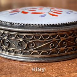 Rare Vintage Jewelry box filigree powder box Silvering USSR