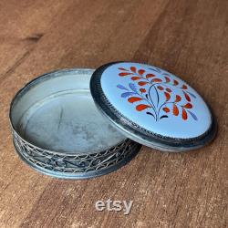 Rare Vintage Jewelry box filigree powder box Silvering USSR