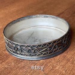 Rare Vintage Jewelry box filigree powder box Silvering USSR