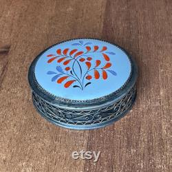 Rare Vintage Jewelry box filigree powder box Silvering USSR