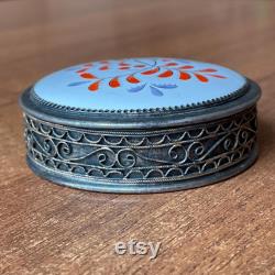 Rare Vintage Jewelry box filigree powder box Silvering USSR
