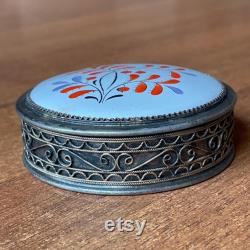 Rare Vintage Jewelry box filigree powder box Silvering USSR