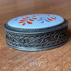 Rare Vintage Jewelry box filigree powder box Silvering USSR