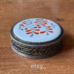 Rare Vintage Jewelry box filigree powder box Silvering USSR