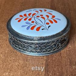 Rare Vintage Jewelry box filigree powder box Silvering USSR