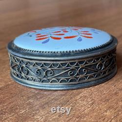 Rare Vintage Jewelry box filigree powder box Silvering USSR
