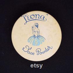 Rare Vintage Leona Face Powder Box Unopened Vanity Storage Art Deco Make-Up Cosmetics Lady Image