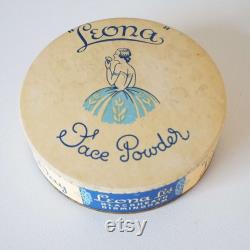 Rare Vintage Leona Face Powder Box Unopened Vanity Storage Art Deco Make-Up Cosmetics Lady Image