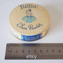 Rare Vintage Leona Face Powder Box Unopened Vanity Storage Art Deco Make-Up Cosmetics Lady Image