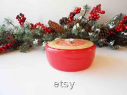 Red Powder Jar, Avon Glass Powder Dish, Vanity Accessory, Red Dish Gold Top, Mother's Day Gift