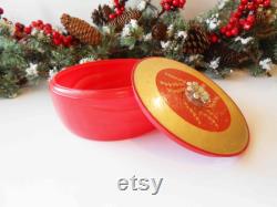 Red Powder Jar, Avon Glass Powder Dish, Vanity Accessory, Red Dish Gold Top, Mother's Day Gift