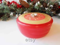 Red Powder Jar, Avon Glass Powder Dish, Vanity Accessory, Red Dish Gold Top, Mother's Day Gift