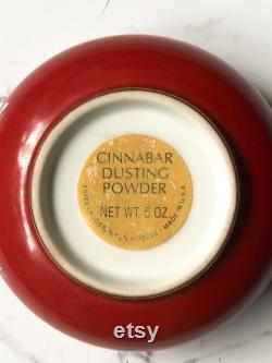 Red and Gold Asian-Inspired Porcelain Jar with Lid, Vintage Estee Lauder Cinnabar Dusting Powder Jar, Retro Vanity Decor, Vintage Makeup Jar