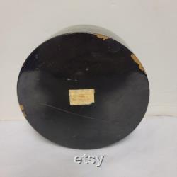 Red floral lacquer box round Vintage Asian powder lid 5 vanity makeup Glamour