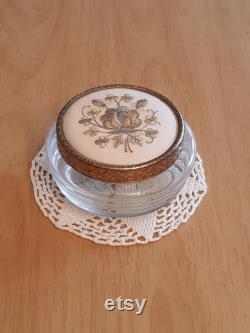Regent of London Glass Powder Jar with Embroidered Lid