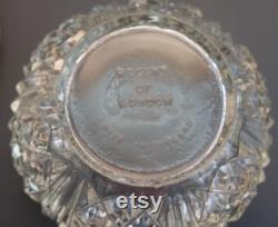 Regent of London Vintage Powder Jar with Gold Petit Point Rose Detail Vintage Cut Glass Powder Jar Storage Jar Dressing Table Jar