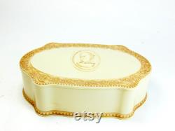 Retro Celluloid Vanity Cameo Powder Box by Luxor (Ca. 1930's)