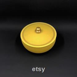 Retro Powder Dish Vintage Vanity Decor Yellow Frosted Glass Glass Powder Jar Lidded Candy And Nut Bowl