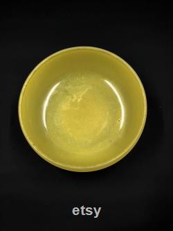Retro Powder Dish Vintage Vanity Decor Yellow Frosted Glass Glass Powder Jar Lidded Candy And Nut Bowl