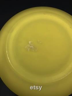 Retro Powder Dish Vintage Vanity Decor Yellow Frosted Glass Glass Powder Jar Lidded Candy And Nut Bowl