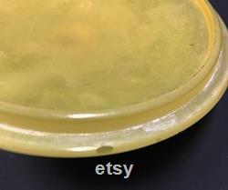 Retro Powder Dish Vintage Vanity Decor Yellow Frosted Glass Glass Powder Jar Lidded Candy And Nut Bowl