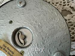 Reuge Sainte-Croix Blue Metal Musical Powder Box Made in Switzerland Painted Victorian Scene on Lid Music Box Not Working Properly