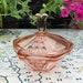 Rosa Pink Glass Powder Jar, Czech Art Deco, Hermanova 1950's Pressed Glass Lidded Trinket Pot, 4.5 x 4.5 , Immaculate, Ideal Gift