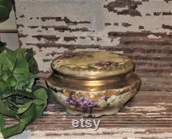 Royal Vienna Antique vanity powder box Hand painted Gold trimmed Plantation Farmhouse