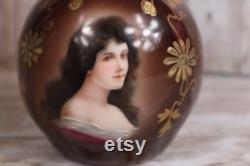 Royal Vienna Bavaria Powder Shaker Jar Lady Portrait Hand Painted Dresser Jar