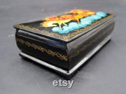 Russian Lacquerware Hinged Box Sleigh Ride in Snow Freezing