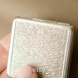 Russian antique powder compact FLOWER BASKET, Soviet vintage pocket mirror