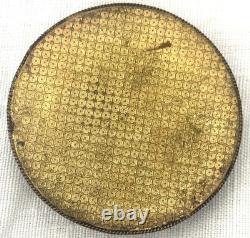 SUPERB ANTIQUE BRONZE, ENAMEL AND SHELL CAMEO POWDER BOX with MIRROR &SWAN