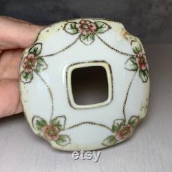 Set of 3 Early Noritake Hand Painted Gilded Vanity Set Hair Receiver Ring Dish