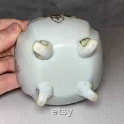 Set of 3 Early Noritake Hand Painted Gilded Vanity Set Hair Receiver Ring Dish