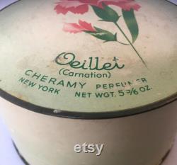 Set of Three Vintage Cheramy April Showers Dusting Powder Empty Tin Powder Boxes Tins Oeillet Carnation