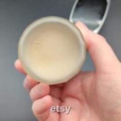 Set of two vintage vanity pieces frosted glass jar and brush