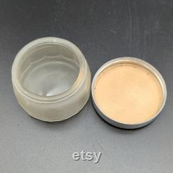 Set of two vintage vanity pieces frosted glass jar and brush