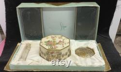 Shari Langloise Vanity Set Powder Box, Compact, Perfume Set, Boxed, Octagonal J327