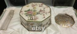 Shari Langloise Vanity Set Powder Box, Compact, Perfume Set, Boxed, Octagonal J327