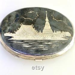 Siam Sterling Silver Container Compact Powder Box 76