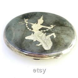 Siam Sterling Silver Container Compact Powder Box 76