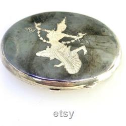 Siam Sterling Silver Container Compact Powder Box 76