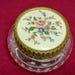Silk Petit Point Cut Press Glass Powder Jar Vanity Trinket Box Regent of London J331