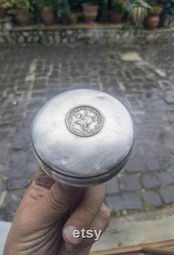 Silver powder perfume container, vintage mid century silver 0.900 Arabic powder box