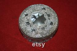 Silver topped Glass Art Nouveau Powder Pot