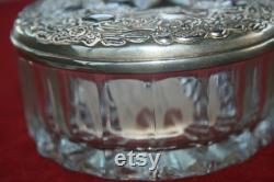 Silver topped Glass Art Nouveau Powder Pot