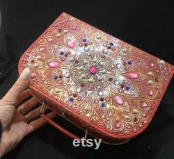 Small Red Decorative Customised Case for Make Up, Trinkets, a Cute Evening Bag or Child s Case