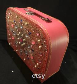 Small Red Decorative Customised Case for Make Up, Trinkets, a Cute Evening Bag or Child s Case