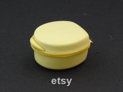 Small White Vintage Bakelite Powder Box with Mirror, Mini Retro Make Up Container Beige Color, Handbag Vanity Compact Accessory from France