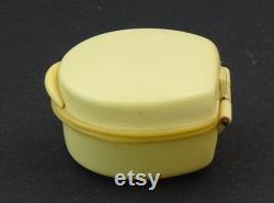 Small White Vintage Bakelite Powder Box with Mirror, Mini Retro Make Up Container Beige Color, Handbag Vanity Compact Accessory from France